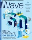Wave magazine front cover, with the title text reading "Half a century of excellence"